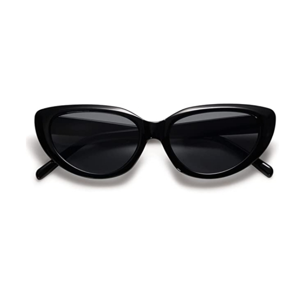 New Black Cat Eye Sunglasses Retro 90s Nude Trendy Chunky UV400 Shades - Picture 2 of 5